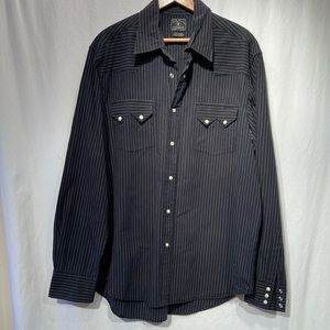 Lucky Brand Western Style Black Pin Stripe Shirt sz XXL